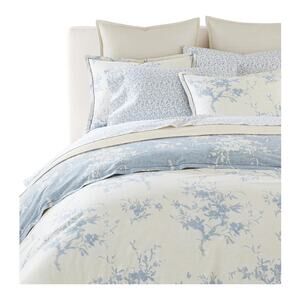 Lauren Ralph Lauren Eva 3 Pc Duvet Cover Set Cream Blue Full/Queen